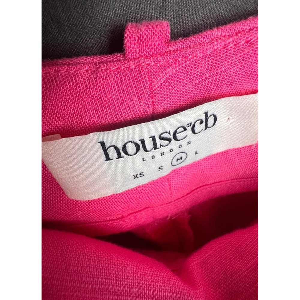 House of CB Pink Trousers M High Waisted Straight Leg Pants Barbiecore Hot Pink - Picture 3 of 5